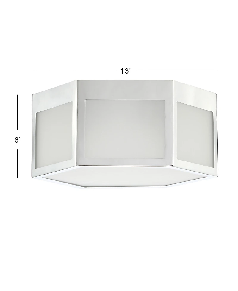 Minimo 13" Hexagon, Frosted Glass Led Flush Mount
