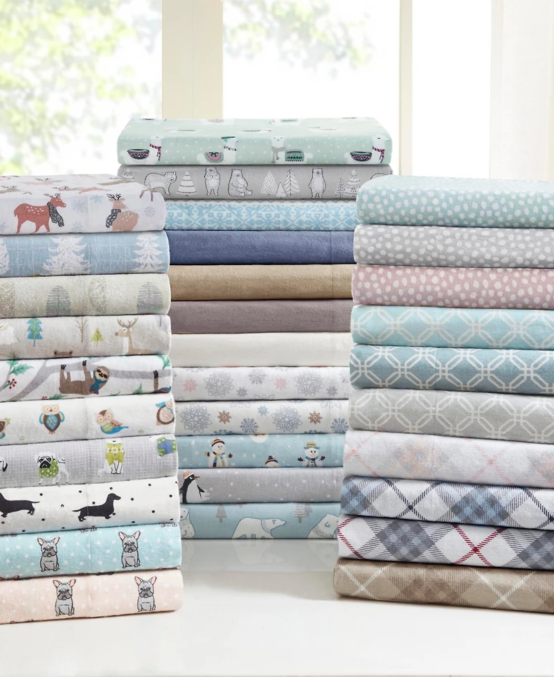 Madison Park Novelty Printed Cotton Flannel 4-Pc. Sheet Set, California King