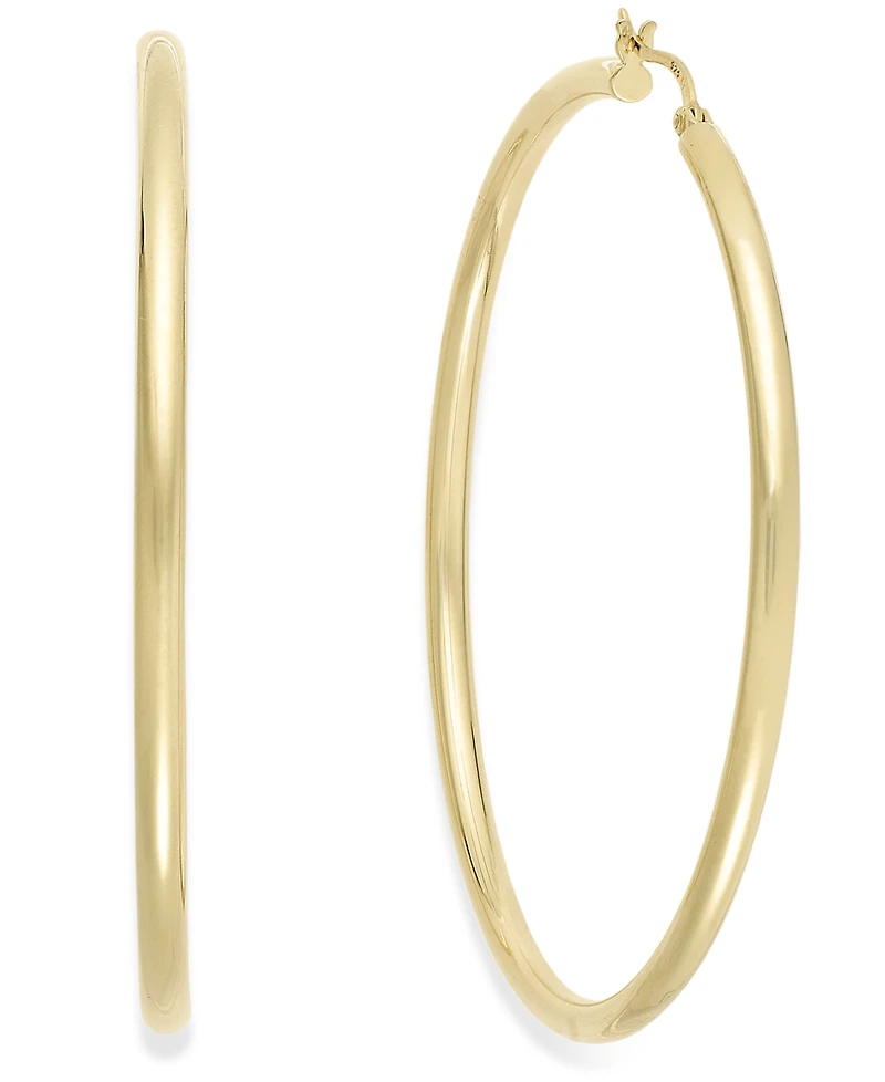Round Hoop Earrings 14k Gold Over Silver