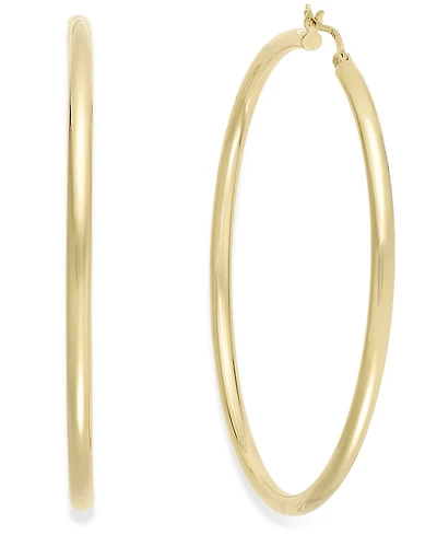 Round Hoop Earrings 14k Gold Over Silver