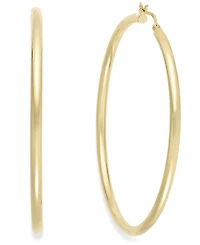 Round Hoop Earrings 14k Gold Over Silver