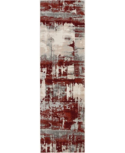 Long Street Looms Samuel SAM14 Ivory, Red 2'2" x 7'6" Runner Rug