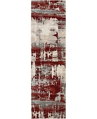 Long Street Looms Samuel SAM14 Ivory, Red 2'2" x 7'6" Runner Rug