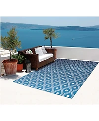 Long Street Looms Backyard BAC085 Navy 7'9" x 10'10" Outdoor Area Rug