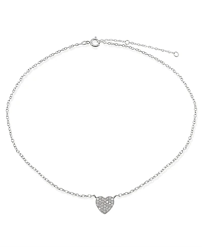 Cubic Zirconia Pave Heart Ankle Bracelet in Sterling Silver