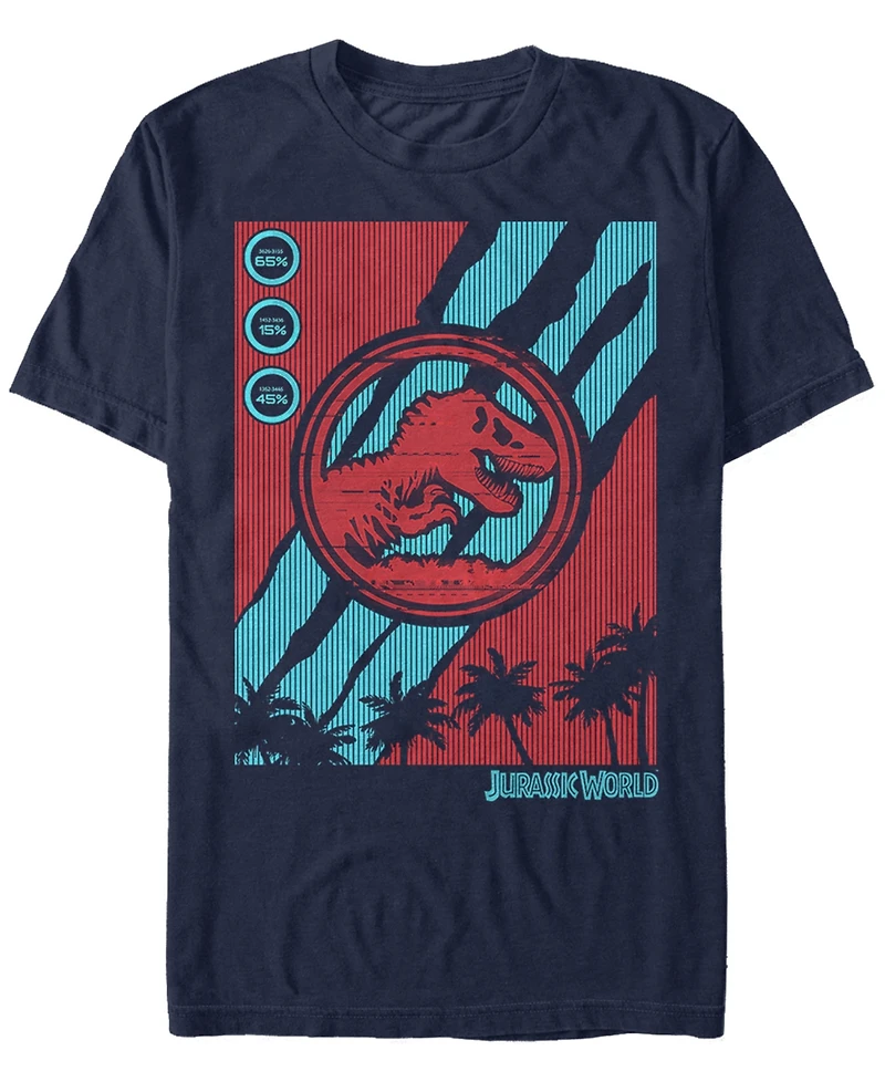 Fifth Sun Jurassic World Fallen Kingdom Men's Logo Tech Screen Glitch Short Sleeve T-Shirt