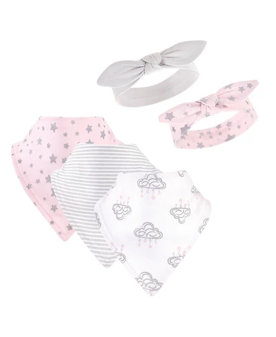 Hudson Baby Girls Soft Cotton Bib & Headwear Duo Set