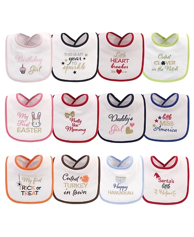 Hudson Baby Girls 12Pk Fiber Filled Holiday Bibs