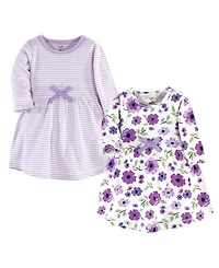 Touched by Nature Toddler Girls Organic Cotton Long-Sleeve Dresses 2pk