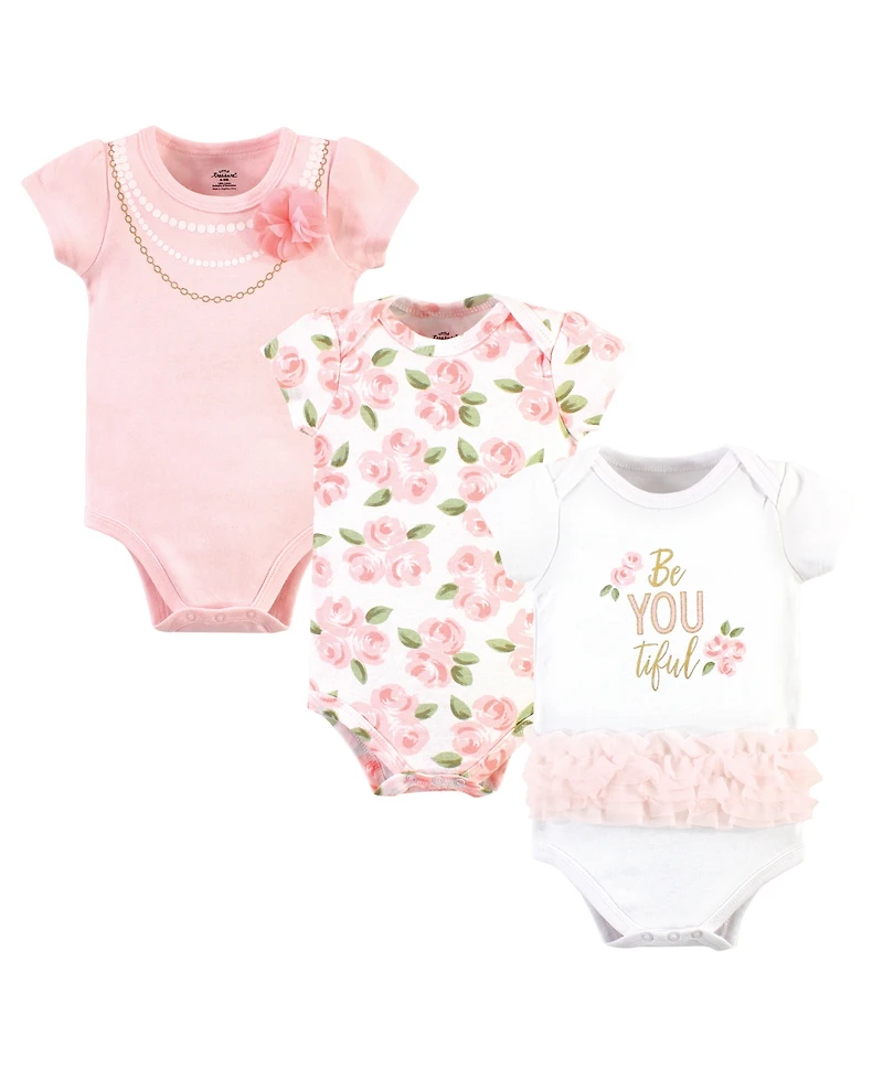 Little Treasure Baby Girls Breathable Cotton All-in-One Bodysuits