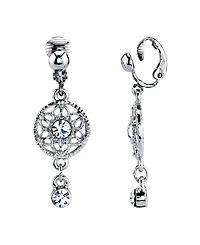 2028 Silver Tone Crystal Drop Clip Earrings