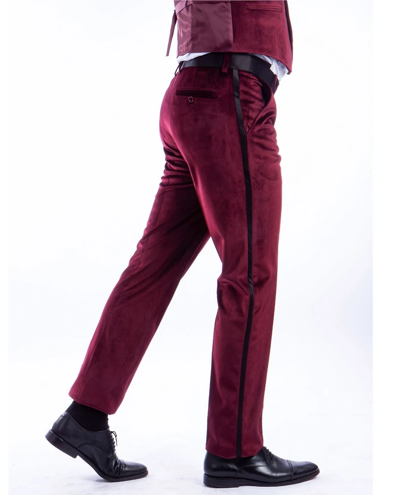Bryan Michaels Men's Skinny Modern Fit Velvet Tuxedo Dress Pants