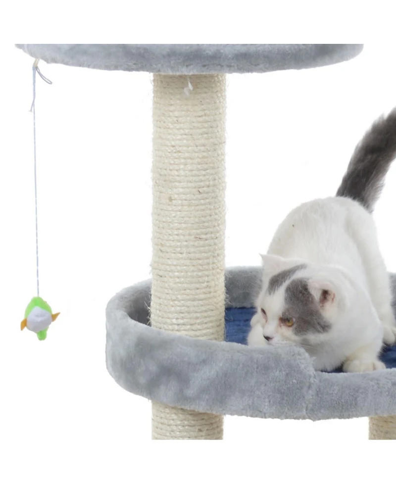 Armarkat Three-Level Real Wood Compact Scratcher, X2905, Gray W Plush Perch