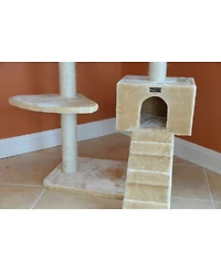 Armarkat Cats Natural Sisal Posts Tower, Real Wood Scratching Tree For Cats, 58inch Height Beige Condo A5801