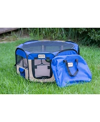 Armarkat PP001B-xl Portable Pet Playpen in Blue and Beige Combo - Water Resistant and Lightweight
