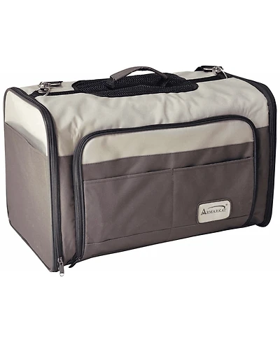 Armarkat AirlIne Approved Pet Carrier, Soft Sided Pet Travel Carrier 4 Sides Expandable Cat Carrier With Fleece Pad for Cats, Puppy and Small Dogs PC1