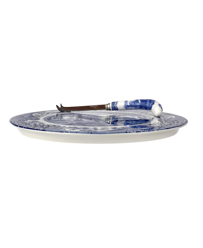Spode Blue Italian Cheese Plate & Knife
