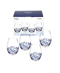 Spode Blue Italian Stemless Wine Glasses, Set of 4