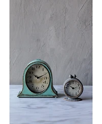 Decorative Metal Mantel Clock, Aqua Blue