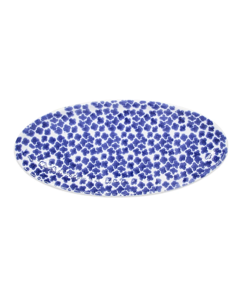 Vietri Santorini Flower Narrow Oval Platter