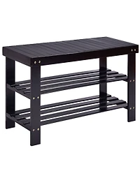 3 Tier Bamboo Shoe Rack Bench Storage Shelf Organizer Entryway Home