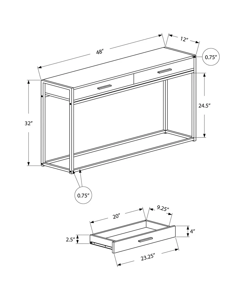 Monarch Specialties Accent Table - 48" L Hall Console