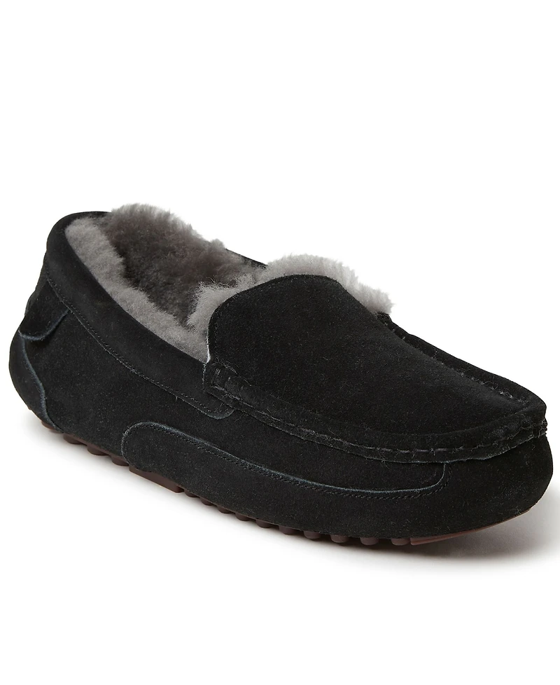 Dearfoams Men's Fireside By Melbourne Genuine Shearling Moccasin Slipper
