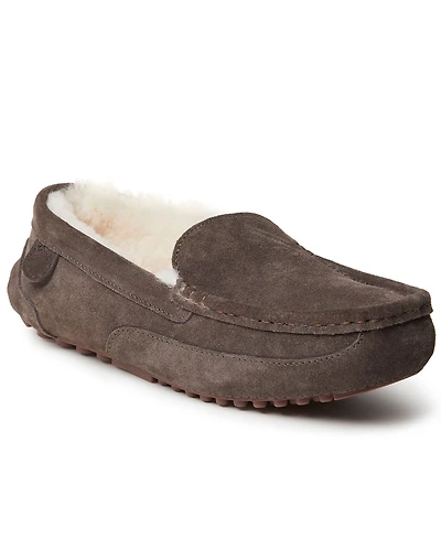 Dearfoams Men's Fireside By Melbourne Genuine Shearling Moccasin Slipper