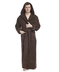 Arus Men's Thick Full Ankle Length Hooded Turkish Cotton Bathrobe