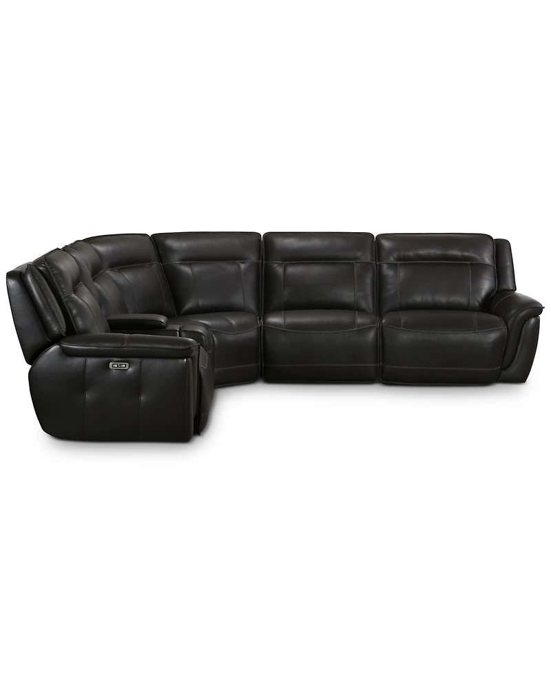 Lenardo 6-Pc. Leather Sectional with Power Recliners and Console