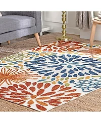 nuLoom Claudia Transitional Floret Multi 5' x 8' Outdoor Area Rug