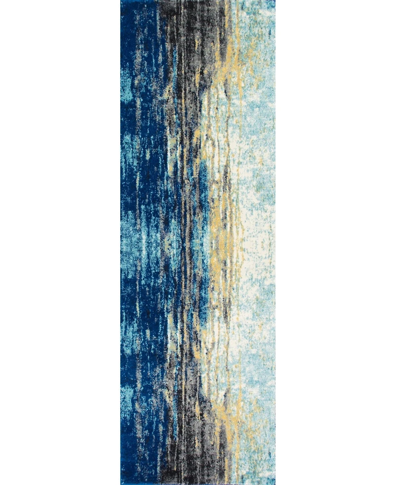 nuLoom Bodrum Vintage-Inspired Abstract Waterfall Blue 5' x 7'5" Area Rug