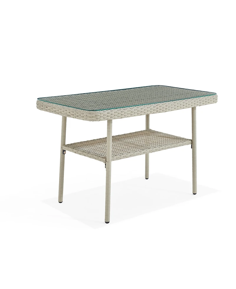Alaterre Furniture Windham All-Weather Wicker Outdoor Cocktail Table with Glass Top