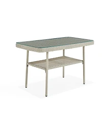 Alaterre Furniture Windham All-Weather Wicker Outdoor Cocktail Table with Glass Top