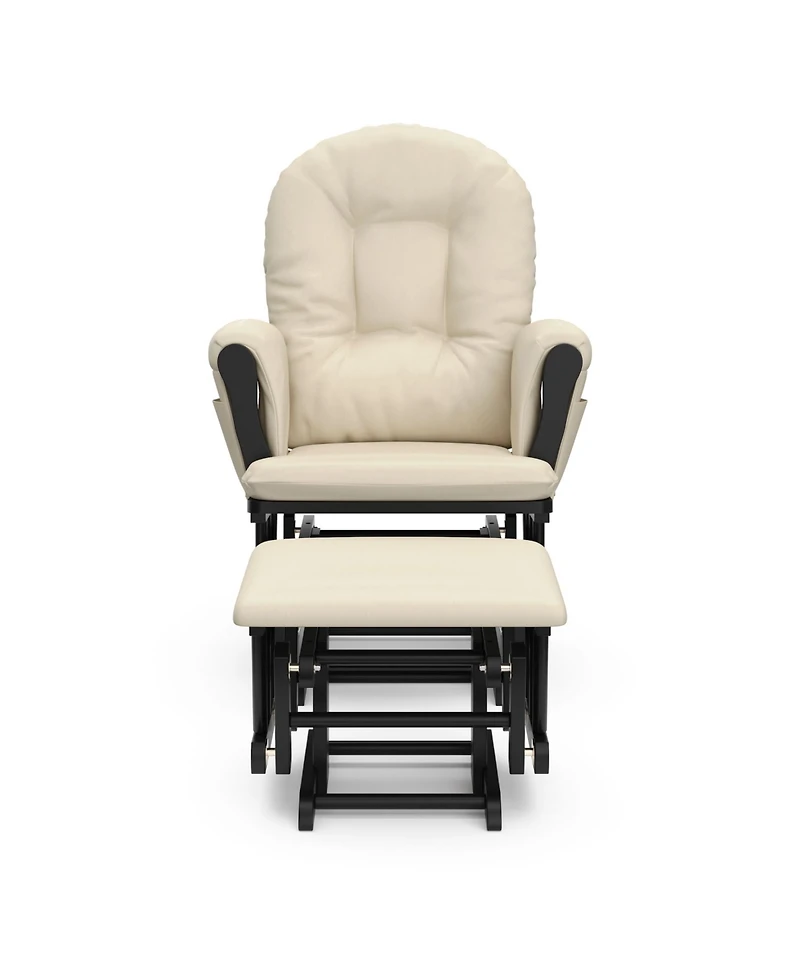 Storkcraft Hoop Glider and Ottoman - White with Pink