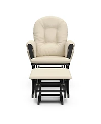 Storkcraft Hoop Glider and Ottoman - White with Pink