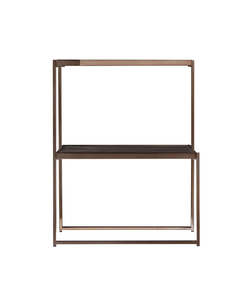 Southern Enterprises Hayle Mirrored Side Table with Faux Stone Glass