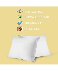 Circles Home 100% Cotton Breathable Pillow Protector with Zipper – White (2 Pack