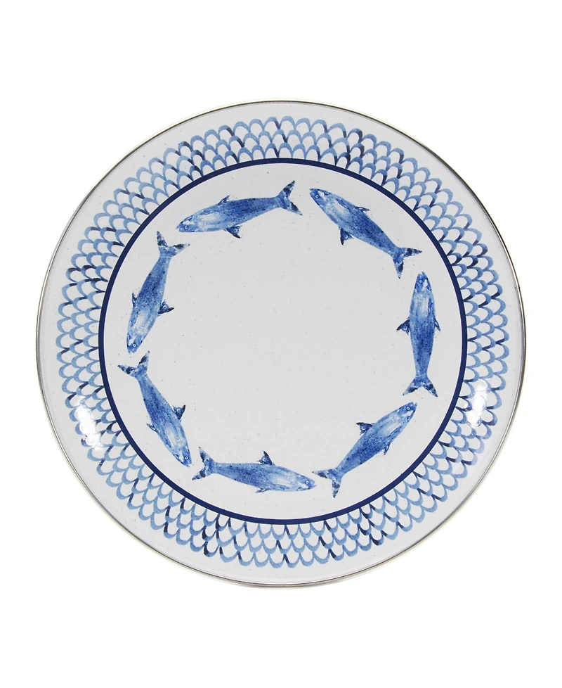 Golden Rabbit Fish Camp Enamelware Dinner Plates, Set of 4