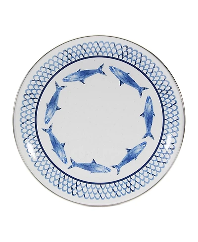Golden Rabbit Fish Camp Enamelware Dinner Plates, Set of 4