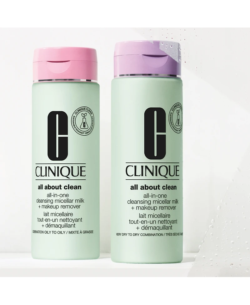 Clinique All About Clean All-In-One Cleansing Micellar Milk + Makeup Remover For Skin Types 1 & 2, 6.7 oz.