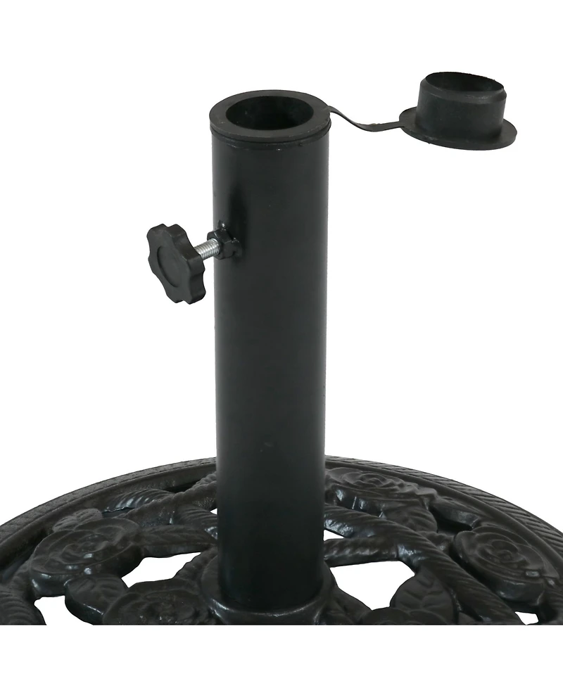 Rose Blossom 16-Inch Diameter Cast Iron Patio Umbrella Base Stand - Green