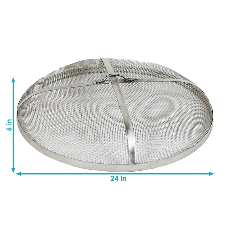 Outdoor Heavy-Duty Steel Mesh Round Camp Fire Pit Spark Screen Lid with Grabber Ring Top