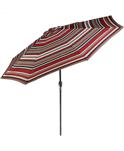 9ft Striped Outdoor Umbrella for Patio, Pool or Yard - Polyester Table Market Umbrella with Tilt and Crank - Awning Stripe