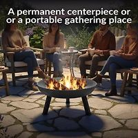 Outdoor Camping or Backyard Round Cast Iron Rustic Fire Pit Bowl with Handles