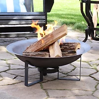 Outdoor Camping or Backyard Cast Iron with Heat Resistant Finish Modern Round Fire Pit Bowl with Stand - 23" - Bronze