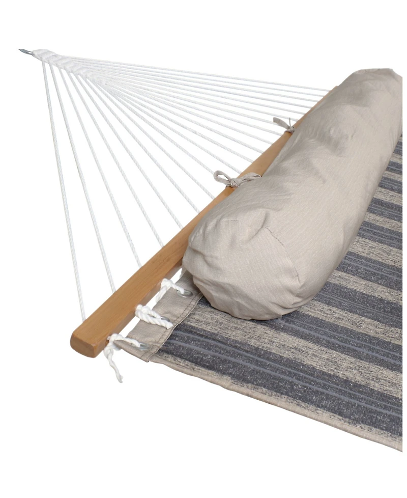Outdoor 2-Person Quilted Fabric Hammock with Spreader Bars and Freestanding Stand