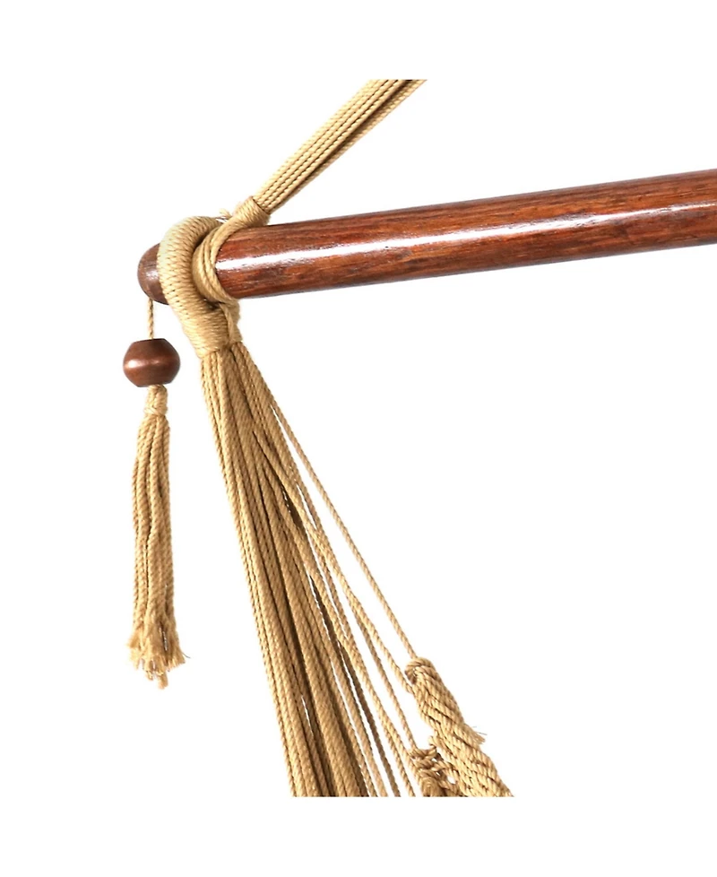 Sunnydaze Decor Caribbean Style Extra Large Hanging Rope Hammock Chair Swing with Stand - 300 lb Weight Capacity