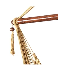 Sunnydaze Decor Caribbean Style Extra Large Hanging Rope Hammock Chair Swing with Stand - 300 lb Weight Capacity