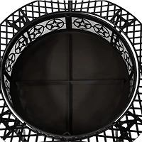 Outdoor Camping or Backyard Steel Round Four Star Fire Pit Table with Spark Screen - 40" - Black